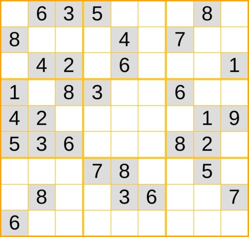 ein mittelschweres Sudoku (Nr. 1233) online spielen