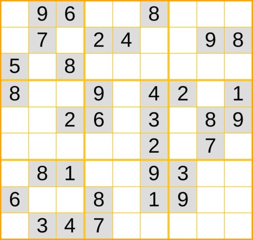 ein mittelschweres Sudoku (Nr. 1301) online spielen