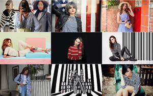 Mdels in gestreiften Outfits